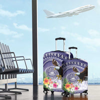 American Samoa Bald Eagle Luggage Cover Polynesian Tropical Flowers
