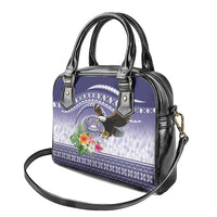 American Samoa Bald Eagle Shoulder Handbag Polynesian Tropical Flowers
