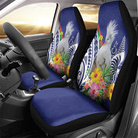 New Caledonia Kagu Bird Car Seat Cover Polynesian Tropical Flowers