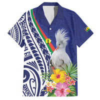 New Caledonia Kagu Bird Family Matching Off The Shoulder Long Sleeve Dress and Hawaiian Shirt Polynesian Tropical Flowers
