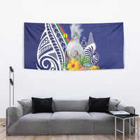 New Caledonia Kagu Bird Tapestry Polynesian Tropical Flowers