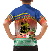 New Caledonia Nautilus Shell Family Matching Long Sleeve Bodycon Dress and Hawaiian Shirt Polynesian Tropical Flowers
