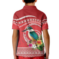 Wallis et Futuna Kingfisher Kid Polo Shirt Polynesian Tropical Flowers
