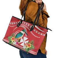 Wallis et Futuna Kingfisher Leather Tote Bag Polynesian Tropical Flowers LT9 - Polynesian Pride