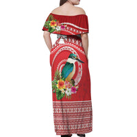 Wallis et Futuna Kingfisher Off Shoulder Maxi Dress Polynesian Tropical Flowers LT9 - Polynesian Pride