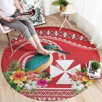 Wallis et Futuna Kingfisher Round Carpet Polynesian Tropical Flowers