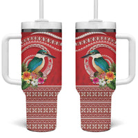 Wallis et Futuna Kingfisher Tumbler With Handle Polynesian Tropical Flowers LT9 One Size: 40 oz Red - Polynesian Pride