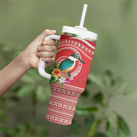 Wallis et Futuna Kingfisher Tumbler With Handle Polynesian Tropical Flowers LT9 - Polynesian Pride