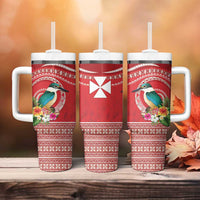 Wallis et Futuna Kingfisher Tumbler With Handle Polynesian Tropical Flowers LT9 - Polynesian Pride
