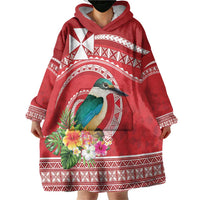Wallis et Futuna Kingfisher Wearable Blanket Hoodie Polynesian Tropical Flowers LT9 - Polynesian Pride
