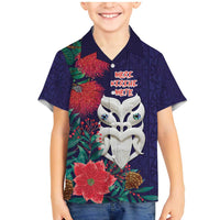 Maori Wheku Meri Kirihimete Personalised Family Matching Mermaid Dress and Hawaiian Shirt All Blue Indigenous Maori Motif - Polynesian Pride