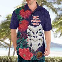 Maori Wheku Meri Kirihimete Personalised Hawaiian Shirt All Blue Indigenous Maori Motif - Polynesian Pride