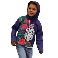 Maori Wheku Meri Kirihimete Personalised Kid Hoodie All Blue Indigenous Maori Motif - Polynesian Pride