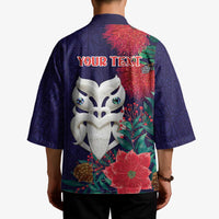 Maori Wheku Meri Kirihimete Personalised Kimono All Blue Indigenous Maori Motif - Polynesian Pride