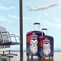 Maori Wheku Meri Kirihimete Personalised Luggage Cover All Blue Indigenous Maori Motif - Polynesian Pride