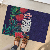 Maori Wheku Meri Kirihimete Personalised Rubber Doormat All Blue Indigenous Maori Motif - Polynesian Pride