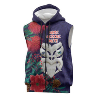 Maori Wheku Meri Kirihimete Personalised Sleeveless Zip Hoodie All Blue Indigenous Maori Motif LT9 Blue - Polynesian Pride