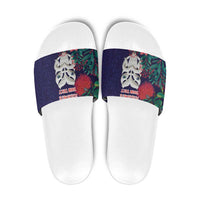 Maori Wheku Meri Kirihimete Personalised Slide Sandals All Blue Indigenous Maori Motif - Polynesian Pride