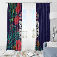 Maori Wheku Meri Kirihimete Personalised Window Curtain All Blue Indigenous Maori Motif - Polynesian Pride