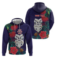 Maori Wheku Meri Kirihimete Personalised Zip Hoodie All Blue Indigenous Maori Motif - Polynesian Pride