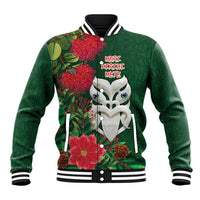 Maori Wheku Meri Kirihimete Personalised Baseball Jacket All Green Indigenous Maori Motif - Polynesian Pride