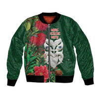 Maori Wheku Meri Kirihimete Personalised Bomber Jacket All Green Indigenous Maori Motif - Polynesian Pride