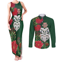 Maori Wheku Meri Kirihimete Personalised Couples Matching Tank Maxi Dress and Long Sleeve Button Shirt All Green Indigenous Maori Motif - Polynesian Pride