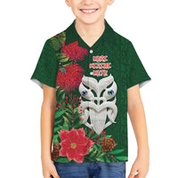 Maori Wheku Meri Kirihimete Personalised Family Matching Long Sleeve Bodycon Dress and Hawaiian Shirt All Green Indigenous Maori Motif - Polynesian Pride