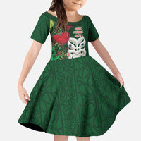 Maori Wheku Meri Kirihimete Personalised Family Matching Summer Maxi Dress and Hawaiian Shirt All Green Indigenous Maori Motif - Polynesian Pride