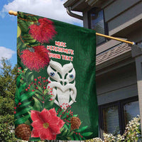 Maori Wheku Meri Kirihimete Personalised Garden Flag All Green Indigenous Maori Motif - Polynesian Pride
