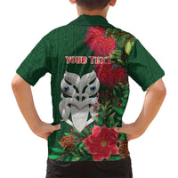 Maori Wheku Meri Kirihimete Personalised Kid Hawaiian Shirt All Green Indigenous Maori Motif LT9 - Polynesian Pride