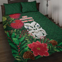Maori Wheku Meri Kirihimete Personalised Quilt Bed Set All Green Indigenous Maori Motif - Polynesian Pride