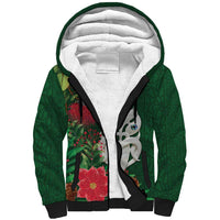 Maori Wheku Meri Kirihimete Personalised Sherpa Hoodie All Green Indigenous Maori Motif - Polynesian Pride