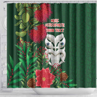 Maori Wheku Meri Kirihimete Personalised Shower Curtain All Green Indigenous Maori Motif - Polynesian Pride
