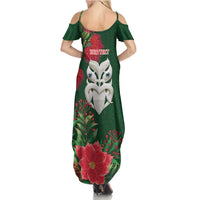 Maori Wheku Meri Kirihimete Personalised Summer Maxi Dress All Green Indigenous Maori Motif LT9 - Polynesian Pride