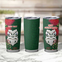 Maori Wheku Meri Kirihimete Personalised Tumbler Cup All Green Indigenous Maori Motif - Polynesian Pride