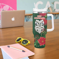 Maori Wheku Meri Kirihimete Personalised Tumbler With Handle All Green Indigenous Maori Motif - Polynesian Pride