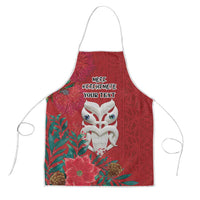 Maori Wheku Meri Kirihimete Personalised Apron All Red Indigenous Maori Motif LT9 Red - Polynesian Pride
