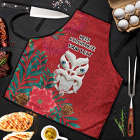Maori Wheku Meri Kirihimete Personalised Apron All Red Indigenous Maori Motif LT9 Red - Polynesian Pride