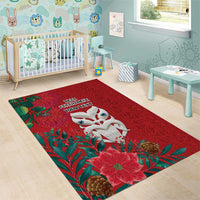 Maori Wheku Meri Kirihimete Personalised Area Rug All Red Indigenous Maori Motif - Polynesian Pride