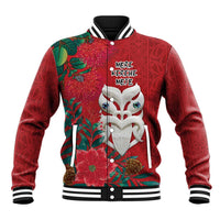 Maori Wheku Meri Kirihimete Personalised Baseball Jacket All Red Indigenous Maori Motif - Polynesian Pride