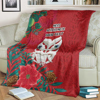 Maori Wheku Meri Kirihimete Personalised Blanket All Red Indigenous Maori Motif - Polynesian Pride