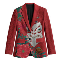 Maori Wheku Meri Kirihimete Personalised Blazer All Red Indigenous Maori Motif LT9 Unisex Red - Polynesian Pride