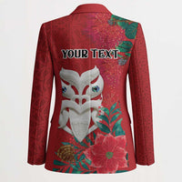 Maori Wheku Meri Kirihimete Personalised Blazer All Red Indigenous Maori Motif LT9 - Polynesian Pride