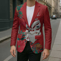 Maori Wheku Meri Kirihimete Personalised Blazer All Red Indigenous Maori Motif LT9 - Polynesian Pride