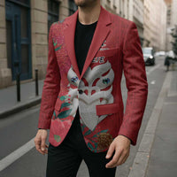 Maori Wheku Meri Kirihimete Personalised Blazer All Red Indigenous Maori Motif LT9 - Polynesian Pride
