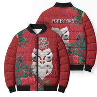 Maori Wheku Meri Kirihimete Personalised Bomber Puffer Jacket All Red Indigenous Maori Motif LT9 - Polynesian Pride