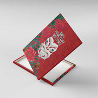Maori Wheku Meri Kirihimete Personalised Canvas Wall Art All Red Indigenous Maori Motif LT9 With Frame Red - Polynesian Pride