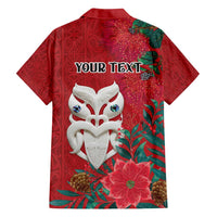 Maori Wheku Meri Kirihimete Personalised Family Matching Puletasi and Hawaiian Shirt All Red Indigenous Maori Motif - Polynesian Pride
