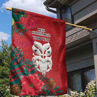 Maori Wheku Meri Kirihimete Personalised Garden Flag All Red Indigenous Maori Motif - Polynesian Pride